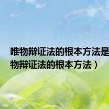 唯物辩证法的根本方法是()（唯物辩证法的根本方法）