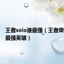 王者solo谁最强（王者荣耀solo最强英雄）