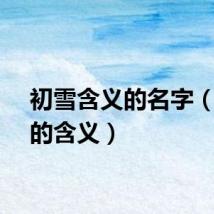 初雪含义的名字（初雪的含义）