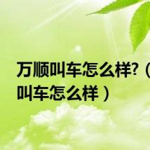 万顺叫车怎么样?（万顺叫车怎么样）