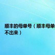 顺丰的母单号(顺丰母单号查询不出来)