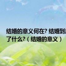 结婚的意义何在? 结婚到底是为了什么?(结婚的意义)