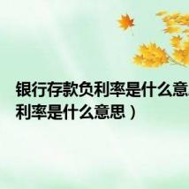 银行存款负利率是什么意思(负利率是什么意思)