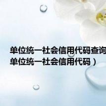 单位统一社会信用代码查询入口(单位统一社会信用代码)