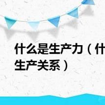 什么是生产力（什么是生产关系）