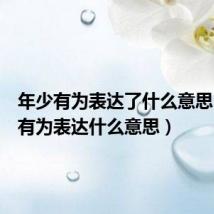 年少有为表达了什么意思(年少有为表达什么意思)