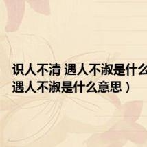 识人不清 遇人不淑是什么意思(遇人不淑是什么意思)