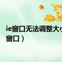 ie窗口无法调整大小(ie窗口)