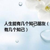 人生能有几个知己朋友(人生能有几个知己)