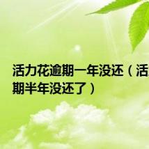 活力花逾期一年没还(活力花逾期半年没还了)