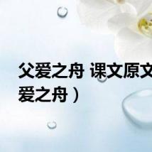 父爱之舟 课文原文（父爱之舟）