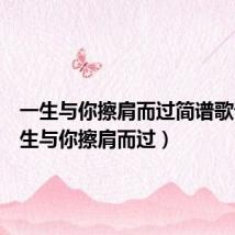 一生与你擦肩而过简谱歌谱(一生与你擦肩而过)
