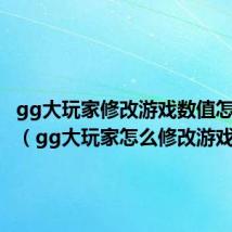 gg大玩家修改游戏数值怎么锁定（gg大玩家怎么修改游戏）