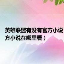 英雄联盟有没有官方小说(lol官方小说在哪里看)