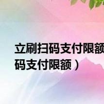 立刷扫码支付限额（扫码支付限额）