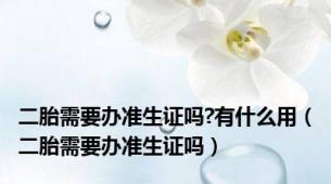 二胎需要办准生证吗?有什么用（二胎需要办准生证吗）