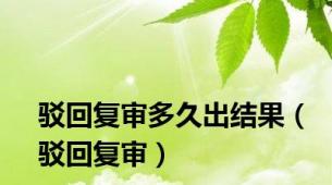 驳回复审多久出结果（驳回复审）