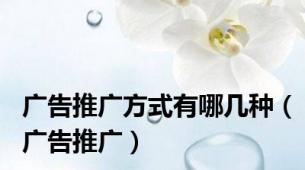 广告推广方式有哪几种（广告推广）