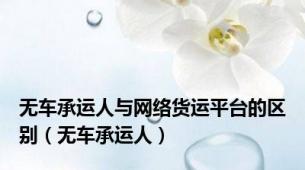 无车承运人与网络货运平台的区别（无车承运人）