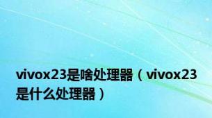 vivox23是啥处理器（vivox23是什么处理器）