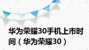 华为荣耀30手机上市时间（华为荣耀30）