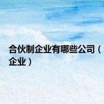 合伙制企业有哪些公司（合伙制企业）