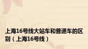 上海16号线大站车和普通车的区别（上海16号线）