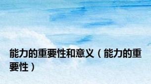 能力的重要性和意义（能力的重要性）