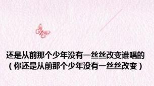 还是从前那个少年没有一丝丝改变谁唱的（你还是从前那个少年没有一丝丝改变）