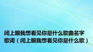 闭上眼我想看见你是什么歌曲名字歌词（闭上眼我想看见你是什么歌）