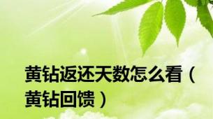 黄钻返还天数怎么看（黄钻回馈）
