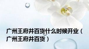 广州王府井百货什么时候开业（广州王府井百货）