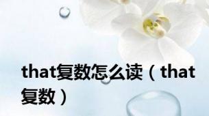 that复数怎么读（that复数）