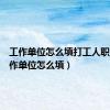 工作单位怎么填打工人职业（工作单位怎么填）