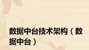 数据中台技术架构（数据中台）