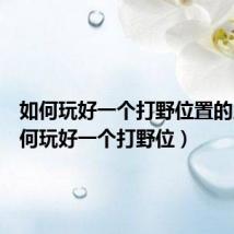 如何玩好一个打野位置的人(如何玩好一个打野位)