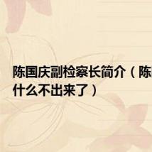 陈国庆副检察长简介(陈国庆为什么不出来了)
