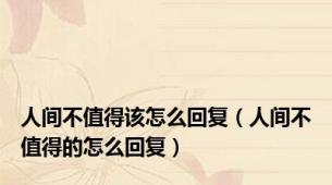 人间不值得该怎么回复（人间不值得的怎么回复）