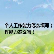 个人工作能力怎么填写(个人工作能力怎么写)