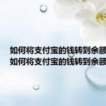 如何将支付宝的钱转到余额宝上(如何将支付宝的钱转到余额宝)