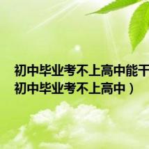 初中毕业考不上高中能干什么(初中毕业考不上高中)