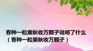 春种一粒粟秋收万颗子说明了什么（春种一粒粟秋收万颗子）