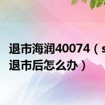 退市海润40074（st海润退市后怎么办）
