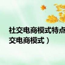 社交电商模式特点（社交电商模式）