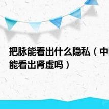把脉能看出什么隐私(中医把脉能看出肾虚吗)