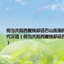 何当共剪西窗烛却话巴山夜雨时翻译成现代汉语（何当共剪西窗烛却话巴山夜雨时）
