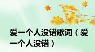 爱一个人没错歌词（爱一个人没错）