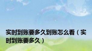 实时到账要多久到账怎么看（实时到账要多久）