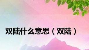 双陆什么意思（双陆）