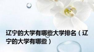 辽宁的大学有哪些大学排名（辽宁的大学有哪些）